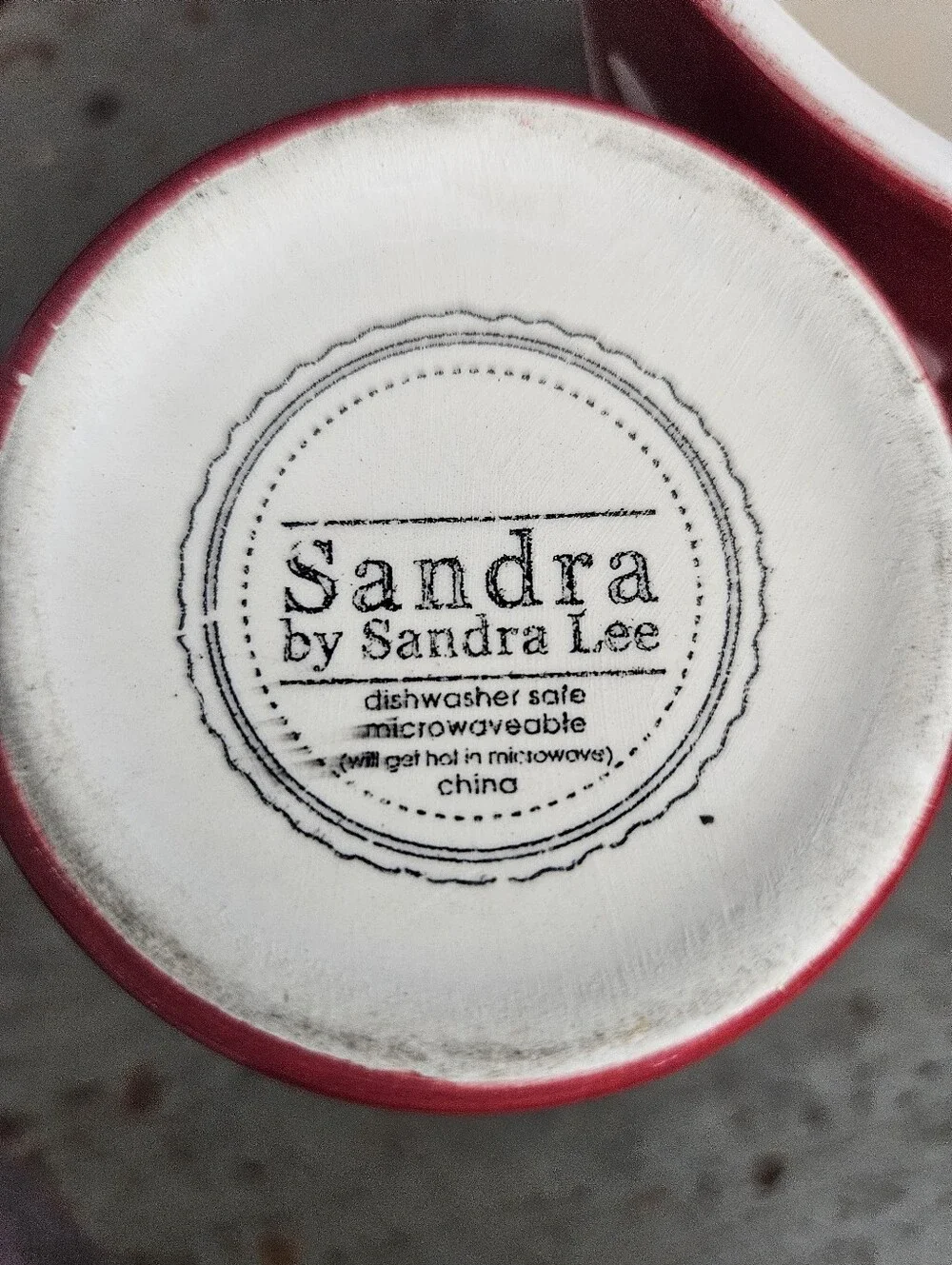 Sandra By Sandra Lee Set Of Two Red White Floral Damask Stoneware Mugs Cottage